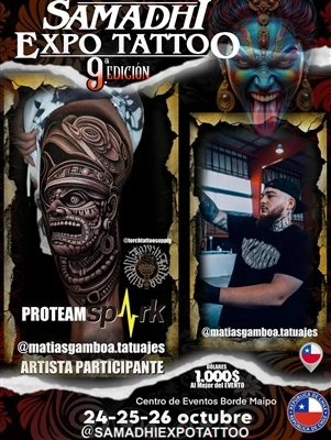 チリ人アーティスト @matiasgamboa.tatuajes が、2025 年のサマーディ エキスポ タトゥーのスター - のスタッズ付きラインナップ...